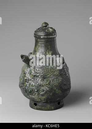 商 青銅盉, sgorga vino recipiente (ha), tardo XIV secolo A.C. Foto Stock