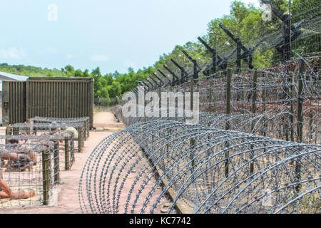 Phu Quoc Island, Vietnam - Gennaio 2014: all'interno dell'albero di cocco Prigione, la guerra del Vietnam museo sull'Isola di Phu Quoc in Vietnam Foto Stock