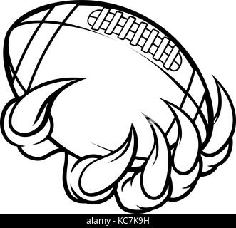 Monster artiglio animale tenendo il football americano la sfera Illustrazione Vettoriale