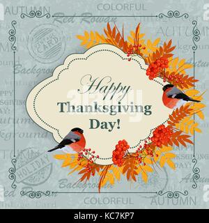 Felice giorno del ringraziamento biglietto di auguri Illustrazione Vettoriale