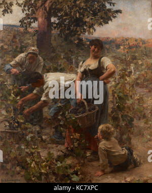 La Vendemmia 1884, olio su tela, 99 x 82 5/8 in. (251,5 x 209.9 cm), dipinti, Léon-Augustin Lhermitte (francese, Mont Foto Stock