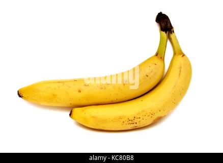 Due le banane su sfondo bianco Foto Stock