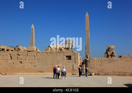 Obelisken thutmosis i. und hatschepsut, Luxor, Tempio di Karnak, obelisco, parte del complesso del tempio di Karnak, Alto Egitto Foto Stock