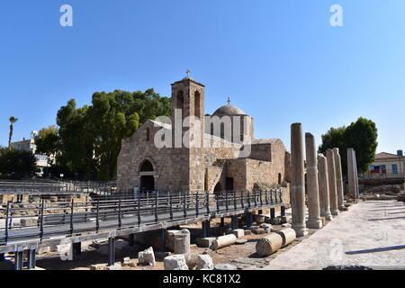 Basilica paleocristiana di panagia chrysopolitissa e Agia Kiriaki chiesa in Kato Pafos, Cipro. Foto Stock