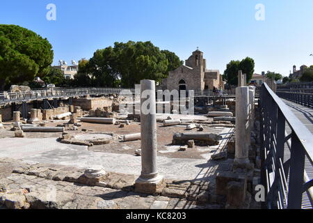 Basilica paleocristiana di panagia chrysopolitissa e Agia Kiriaki chiesa in Kato Pafos, Cipro. Foto Stock