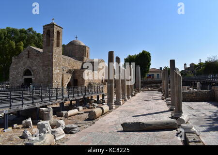 Basilica paleocristiana di panagia chrysopolitissa e Agia Kiriaki chiesa in Kato Pafos, Cipro. Foto Stock