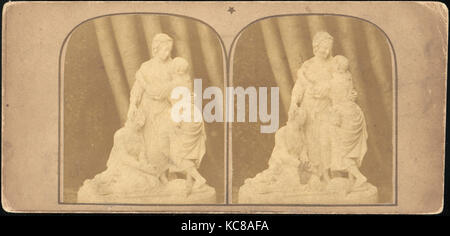 Coppia di primi stereografia viste del British statue, F. G. O. Stuart, 1850s-1910s Foto Stock