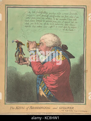 Il re di Brobdingnag e Gulliver.-Vide. Swift Gulliver: Viaggio a Brobdingnag, James Gillray, 26 giugno 1803 Foto Stock