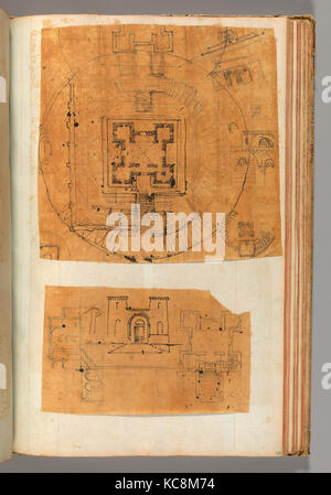 Pagina da un album contenenti disegni e varie stampe di architettura di interni, mobili e altri oggetti, Officina Foto Stock