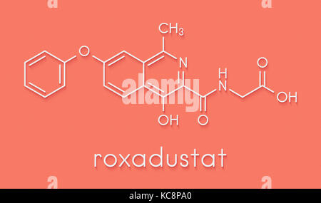 Roxadustat molecola di farmaco. inibitore di ipossia fattore inducibile prolil idrossilasi che è in via di sviluppo (2016) per il trattamento di anemia da malattie croniche ki Foto Stock