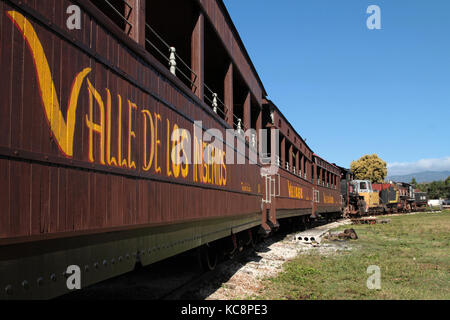 TRINIDAD, CUBA, 19 FEBBRAIO 2014 : giro turistico in locomotiva dalla Stazione di Trinidad alla Valle de Los Ingenios. Valle de los Ingenios e vicino Trin Foto Stock