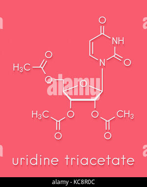 Triacetato di uridina molecola di farmaco. usata come antidoto per il trattamento di chemioterapia overdose. formula scheletrico. Foto Stock