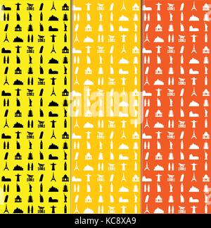 Vettore senza giunture mondo famose attrazioni pattern icone Illustrazione Vettoriale
