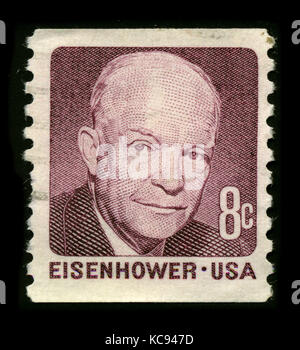 USA - 1930 CIRCA: Un francobollo stampato negli Stati Uniti mostra il presidente del ritratto Dwight David Eisenhower intorno al 1930. Foto Stock