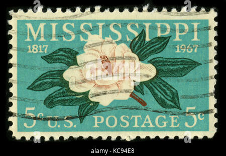 Stati Uniti - circa 1967: un timbro stampato negli Stati Uniti mostra immagine della dedicata al Mississippi circa 1967. Foto Stock
