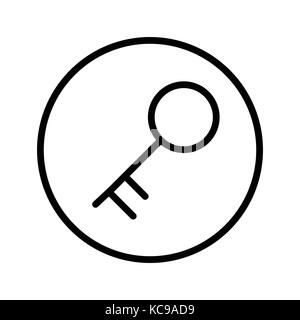 Vettore di icona a chiave in linea Circle, simbolo iconico all'interno di un cerchio, su sfondo bianco. vettore design iconico. Illustrazione Vettoriale