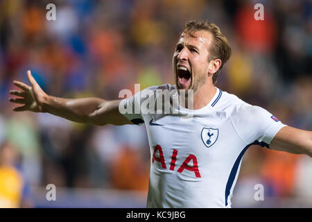 Nicosia, Cipro - Semptember 26, 2017: Il giocatore del Tottenham Harry Kane celebrare durante la UEFA Champions League tra Bologna VS Tottenham H Foto Stock