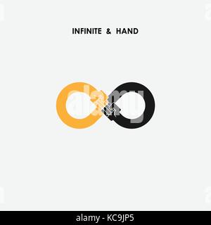 Segno di mano ed infiniti elementi del logo design.infinito e pugno sign.illustrazione vettoriale Illustrazione Vettoriale