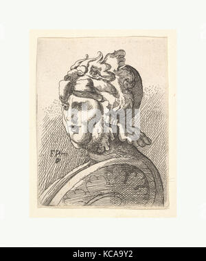 Testa Helmeted, copia in retromarcia dopo aver Hollar, dopo Wenceslaus Hollar, 1662-78 Foto Stock