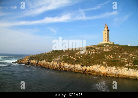 Torre di Hercules (faro), La Coruña, Galizia, Spagna, Unesco Foto Stock