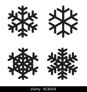 Set di sagome di fiocchi di neve sul bianco. illustrazione vettoriale. Illustrazione Vettoriale