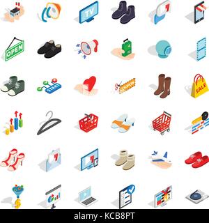 Appendiabiti set di icone, stile isometrico Illustrazione Vettoriale