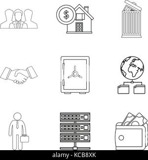 Le condizioni di prestito set di icone di stile di contorno Illustrazione Vettoriale