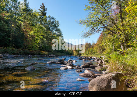 AuSable fiume in autunno con alcune rocce Foto Stock