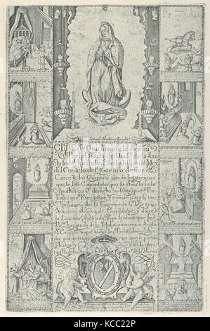 Indulgenza per donazione di alms verso la costruzione di una chiesa alla Vergine di Guadalupe (moderno impressione di facsimile Foto Stock