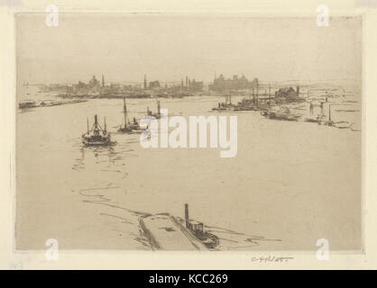 Williamsburg dal ponte (Bozza), Charles Adams Platt, 1889 Foto Stock