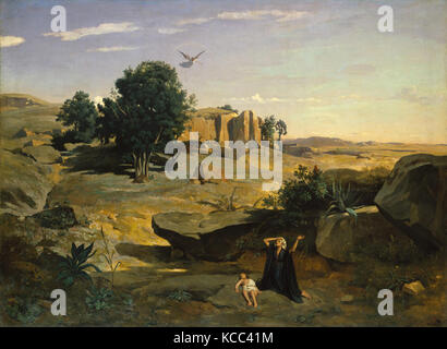 Agar nel deserto, 1835, olio su tela, 71 x 106 1/2 in. (180.3 x 270,5 cm), dipinti, Camille Corot (francese, Parigi 1796 Foto Stock