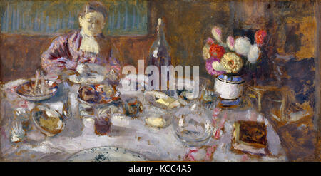 Pranzo, 1901, olio su cartone, 8 3/4 x 17 in. (22,2 x 43,2 cm), dipinti, Édouard Vuillard (francese, Cuiseaux 1868-1940 Foto Stock