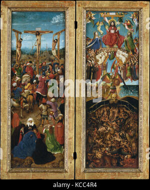 La crocifissione; l'ultima sentenza, Jan van Eyck, ca. 1440-41 Foto Stock