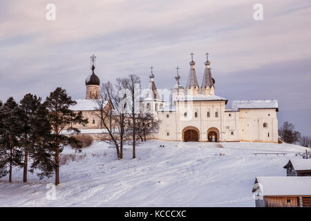 Monastero di Ferapontov a nuvoloso giorno di inverno, Vologda regione, Russia Foto Stock