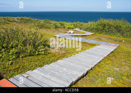 Percorso ecologico sulla grande isola zayatsky, l'Arcipelago di Solovetsky, Russia Foto Stock