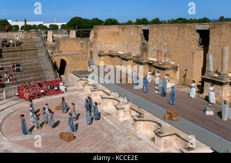 Le rovine romane di italica - teatro e spettacolo, santiponce, Siviglia e provincia, regione dell'Andalusia, Spagna, Europa Foto Stock