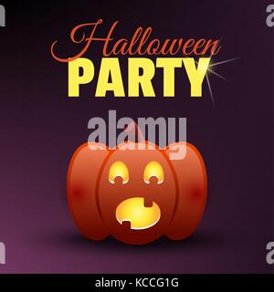 Halloween party card. Buon banner halloween. Elementi di progettazione vettoriale per vacanze per poster, invito, biglietto. Paura urlando Natale zucca Jack con Illustrazione Vettoriale