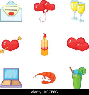Banket set di icone, stile cartoon Illustrazione Vettoriale