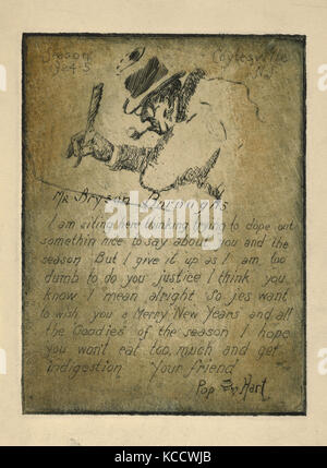 Disegni e Stampe, Stampa, saluti della stagione, 1924-1925, indirizzata al sig. Bryson Boroughs, artista George Overbury Pop Hart Foto Stock