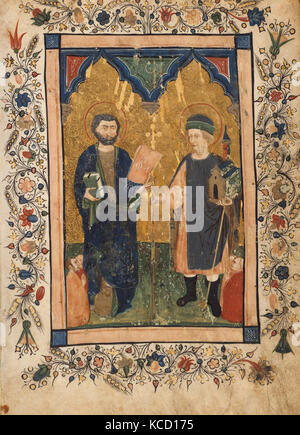 San Marco Evangelista e San Sinibaldus venerata dai membri di una confraternita laica, Cristoforo Cortese, ca. 1425-34 Foto Stock