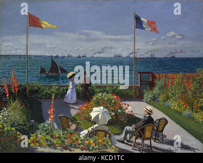 Giardino a Sainte-Adresse, 1867, olio su tela, 38 5/8 x 51 1/8 in. (98,1 x 129.9 cm), dipinti, Claude Monet (francese, Parigi Foto Stock