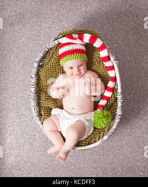 Carino baby in hat Foto Stock