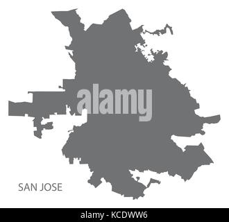 Città di san jose grigio mappa illustrazione forma silhouette Illustrazione Vettoriale