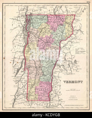 1857, Colton Mappa del Vermont Foto Stock