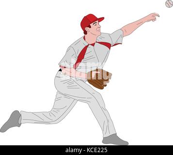 Lanciatore di baseball, illustrazione dettagliata - vettore Illustrazione Vettoriale