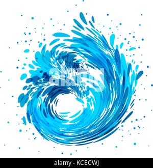 Natura curva ondulata o il simbolo di liquido, movimento di flusso Illustrazione Vettoriale