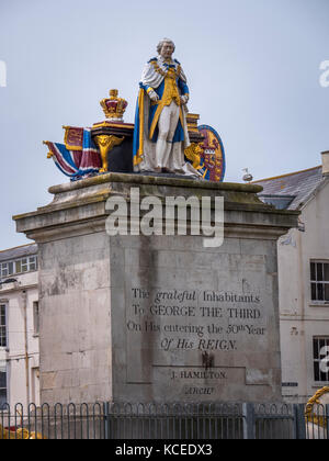 Statua di Re Giorgio III all'estremità meridionale di Weymouth Esplanade Weymouth Dorset Inghilterra Foto Stock