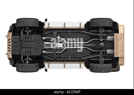 Sospensioni SUV 4wd, vista dal basso Foto Stock