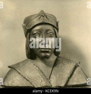 Busto in bronzo statua di Carlo VIII re di Francia Foto Stock