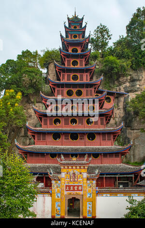 Pagoda rossa, shibaozhai, Chongqing Cina Foto Stock